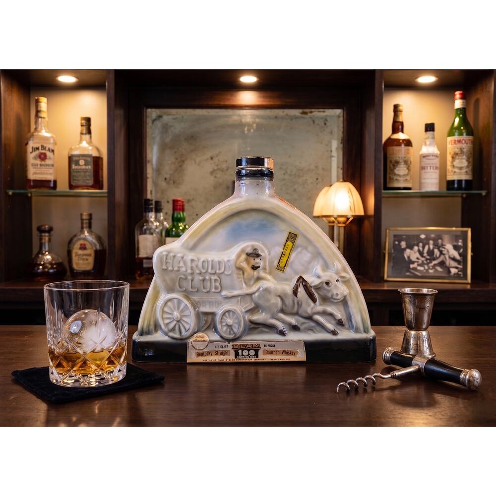 Vintage 1969 Jim Beam Harold's Club or Bust Decanter - Regal China Pappy Smith